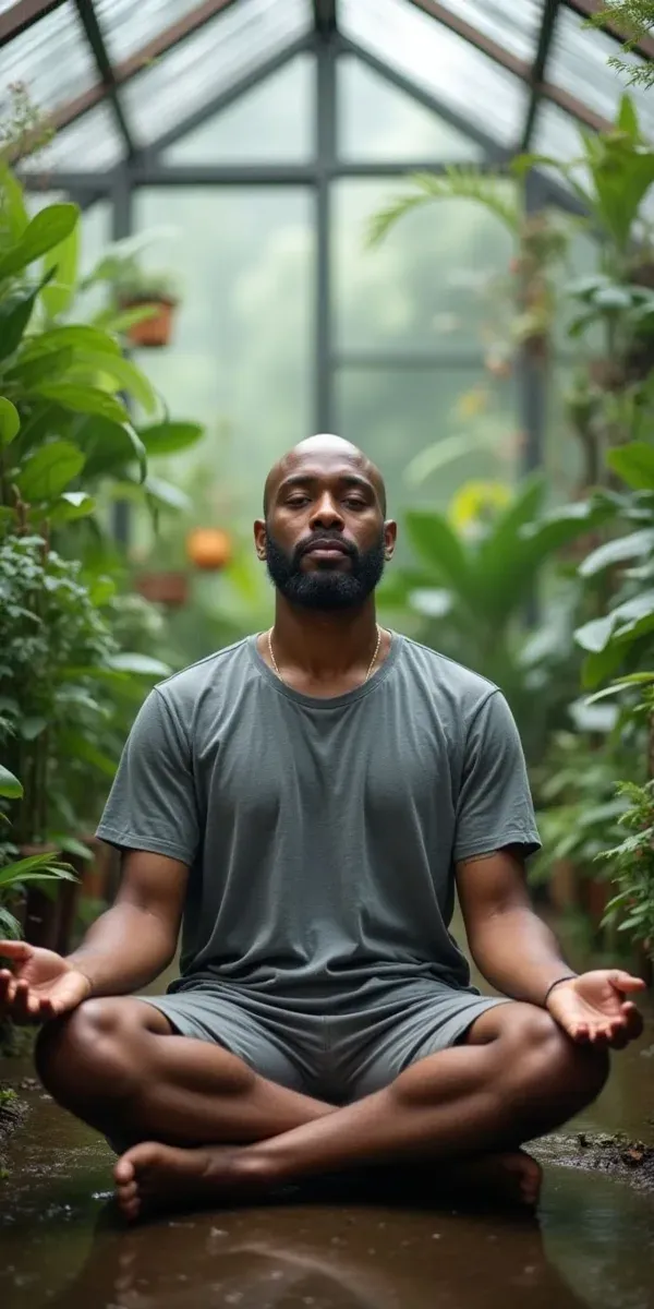A person meditating peacefully outdoors
